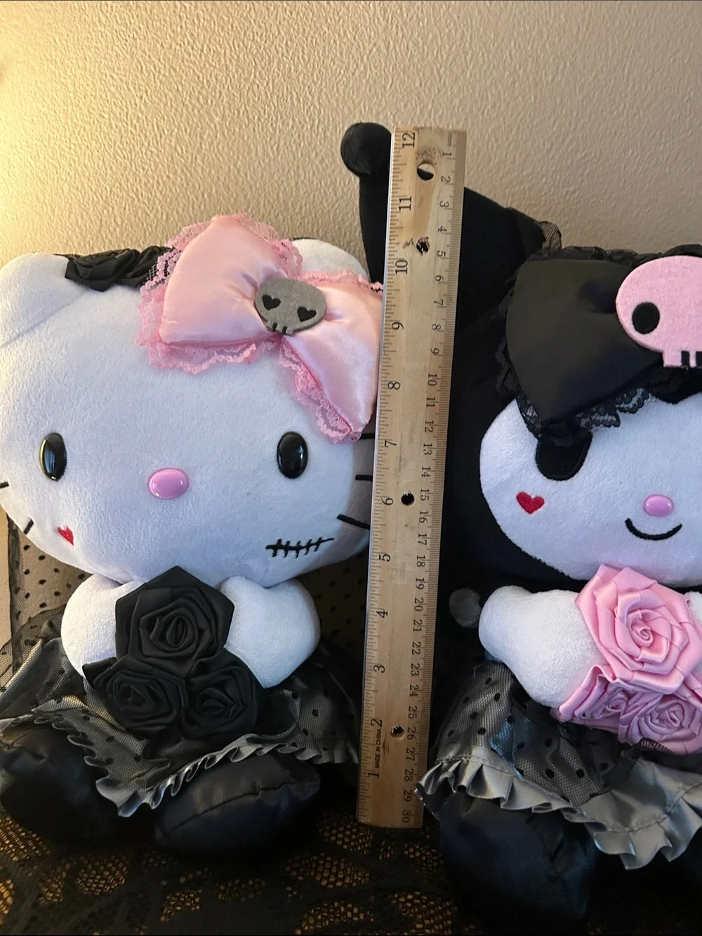 Sanrio Plush Halloween Doll Set in White, Black & Pink